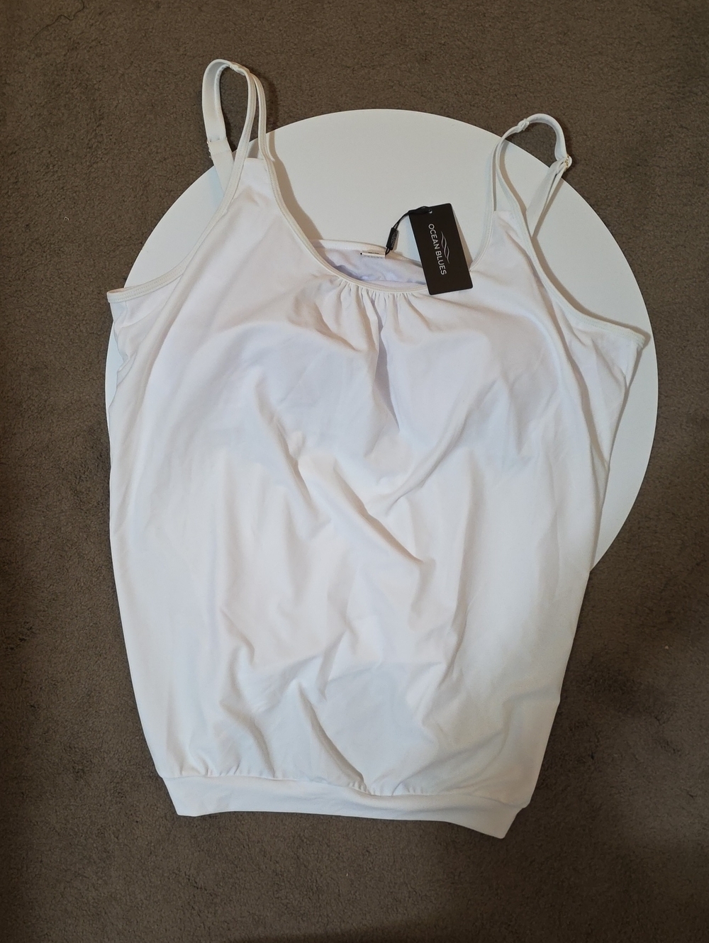 Ocean Blue White Adjustable Swim Bikini Tankini Top